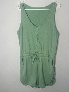 Women's Boho Retro Summer Athletic Romper Sleeveless Light Green Size L